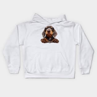 Dachshund Chocolate Tan Pup Kids Hoodie